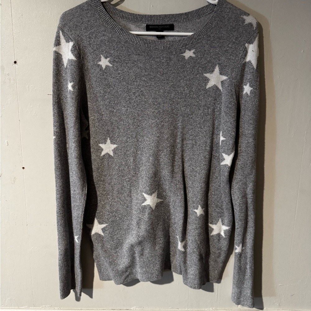 Banana Republic Gray Star Knit Sweater